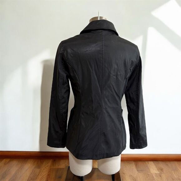 Vintage Rampage Black Faux Leather Blazer Jacket  Small Raincoat - Picture 2 of 8